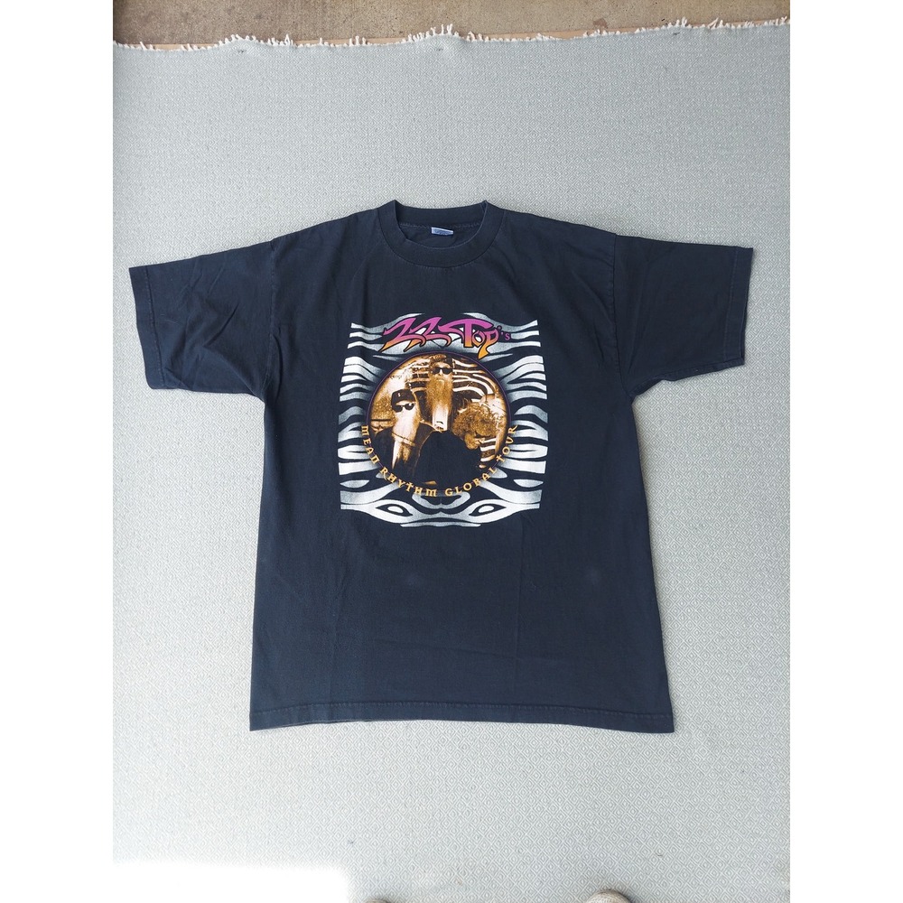 ZZ Top T-Shirt Mens XL Black Mean Rhythm Global Tour 1997 Vintage Graphic Tee